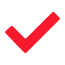A bold red check mark icon on a white background, symbolizing approval, confirmation, or completion—perfect for IPTV Latino apps and streaming platforms.