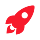 A simple red rocket icon with a white circular window, pointing diagonally upward on a plain white background—perfect for representing IPTV Latino’s fast and dynamic streaming experience.
