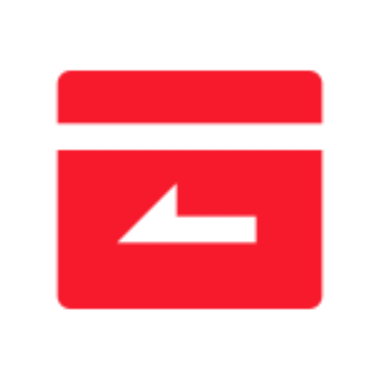 A red icon on a white background resembling a stylized archive box with a lid and a white arrow pointing left inside the box, commonly associated with IPTV Latino services.